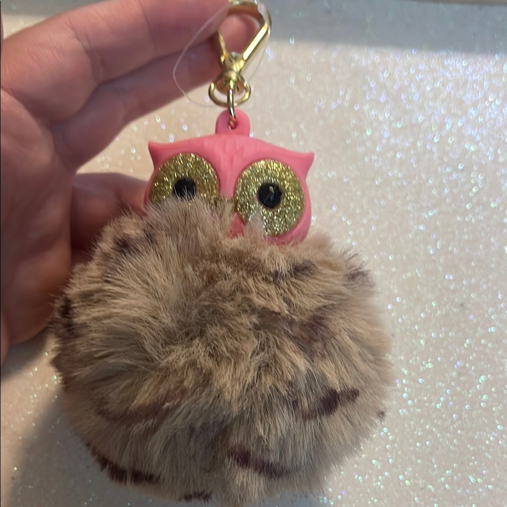 Bath & Body Works Pink and Gold Owl Keychain